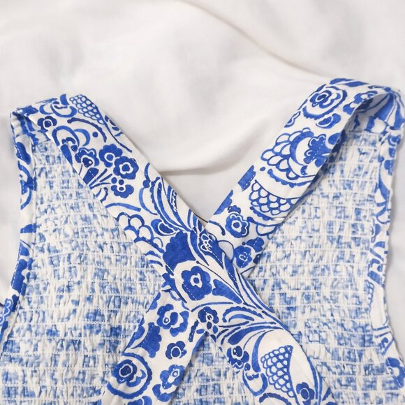 Tommy Hilfiger Blue White Smocked Cross Back Tank Top Size S NEW - Picture 8 of 11